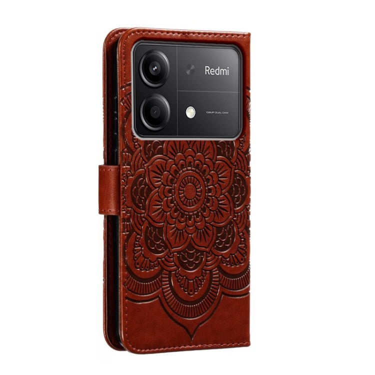 For Xiaomi Redmi Note 13R Pro Sun Mandala Embossing Pattern Phone Leather Case
