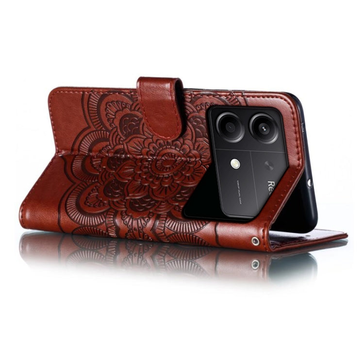 For Xiaomi Redmi Note 13R Pro Sun Mandala Embossing Pattern Phone Leather Case
