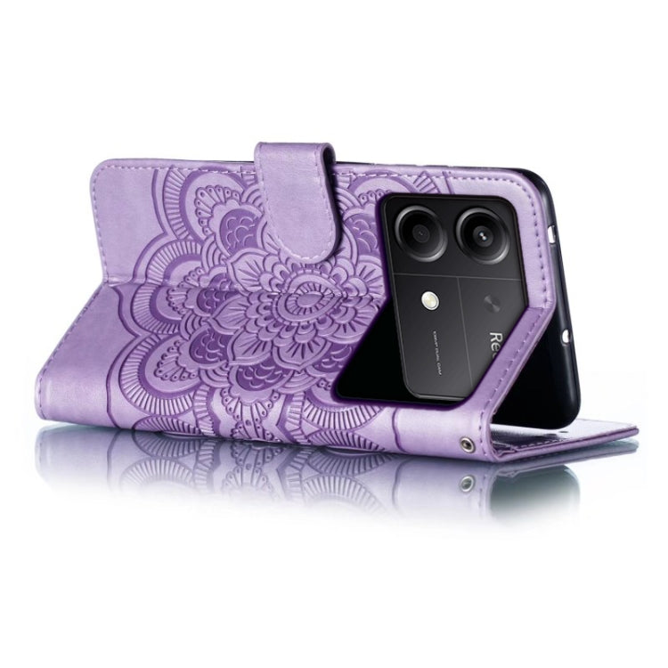 For Xiaomi Redmi Note 13R Pro Sun Mandala Embossing Pattern Phone Leather Case