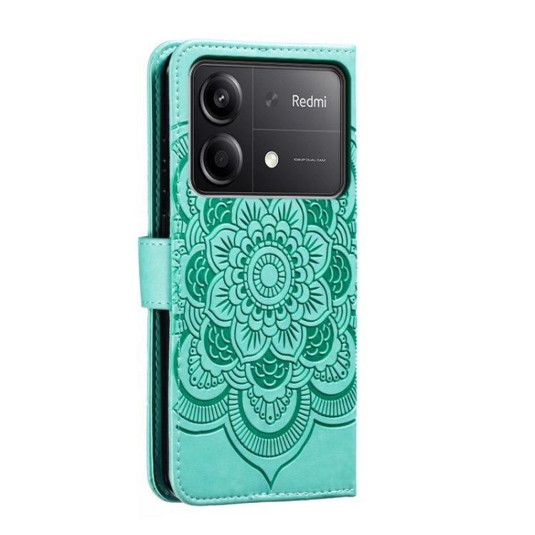 For Xiaomi Redmi Note 13R Pro Sun Mandala Embossing Pattern Phone Leather Case