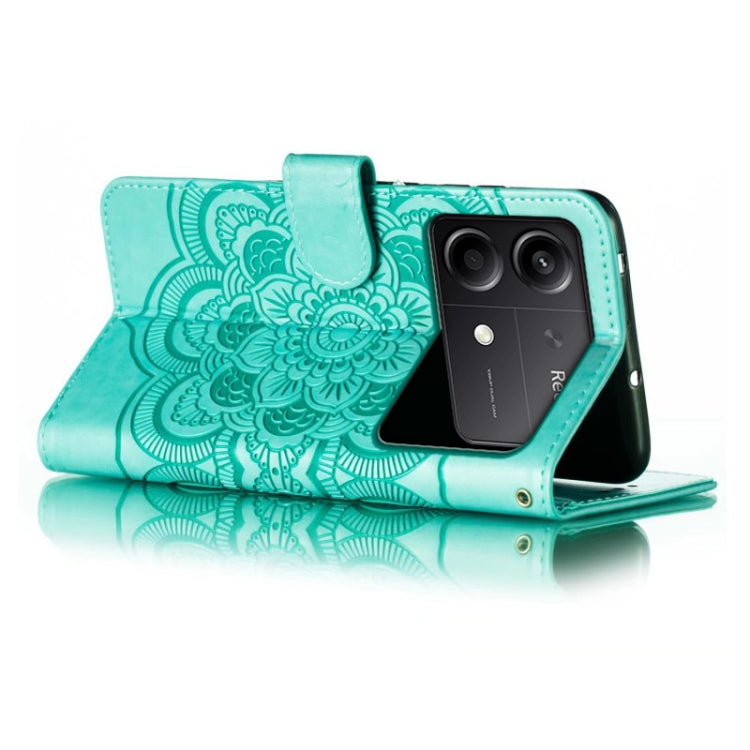 For Xiaomi Redmi Note 13R Pro Sun Mandala Embossing Pattern Phone Leather Case