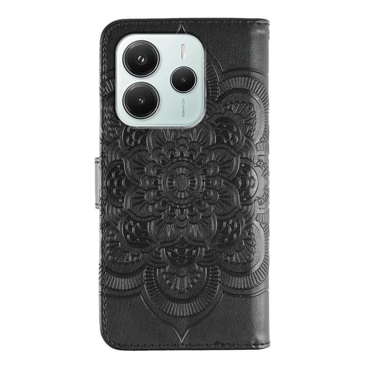 For Redmi Note 14 4G 164.84mm Sun Mandala Embossing Pattern Phone Leather Case