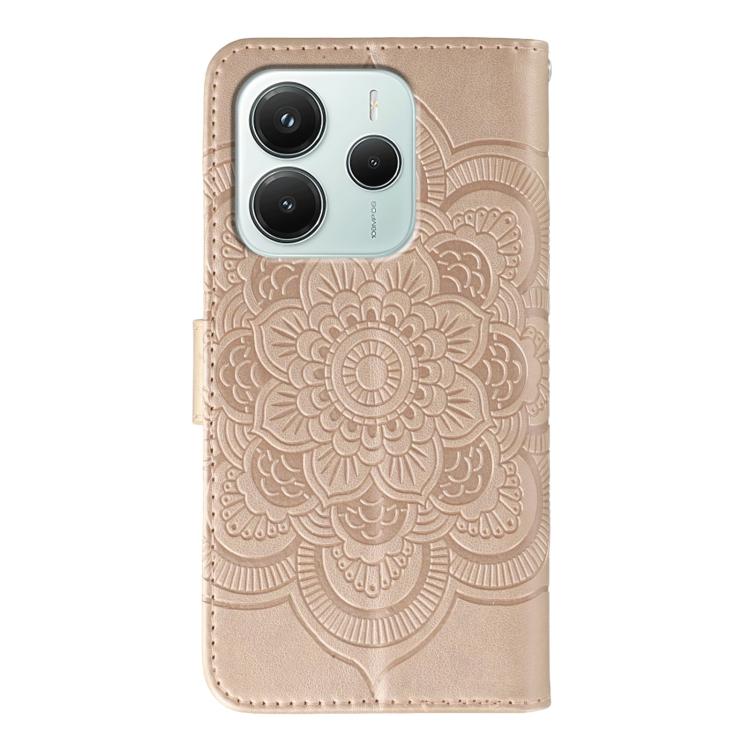 For Redmi Note 14 4G 164.84mm Sun Mandala Embossing Pattern Phone Leather Case
