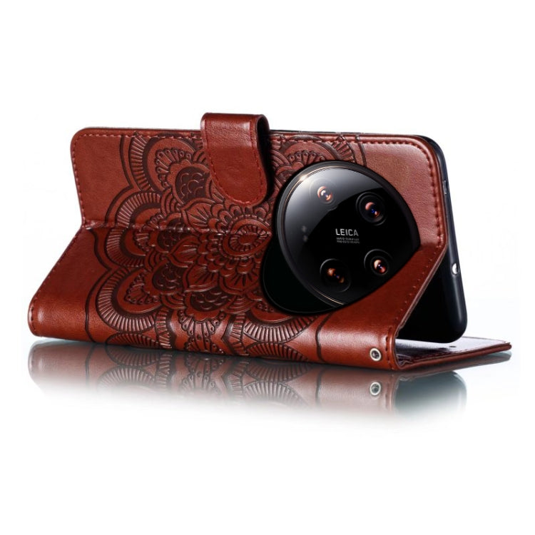 For Xiaomi 14 Ultra Sun Mandala Embossing Pattern Phone Leather Case