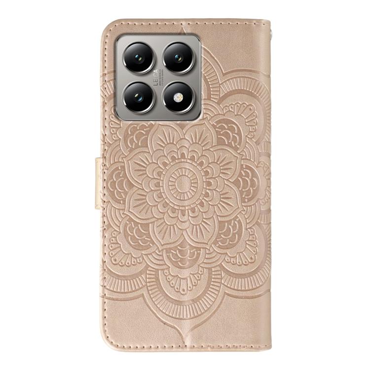 For Xiaomi 14T Pro Sun Mandala Embossing Pattern Phone Leather Case