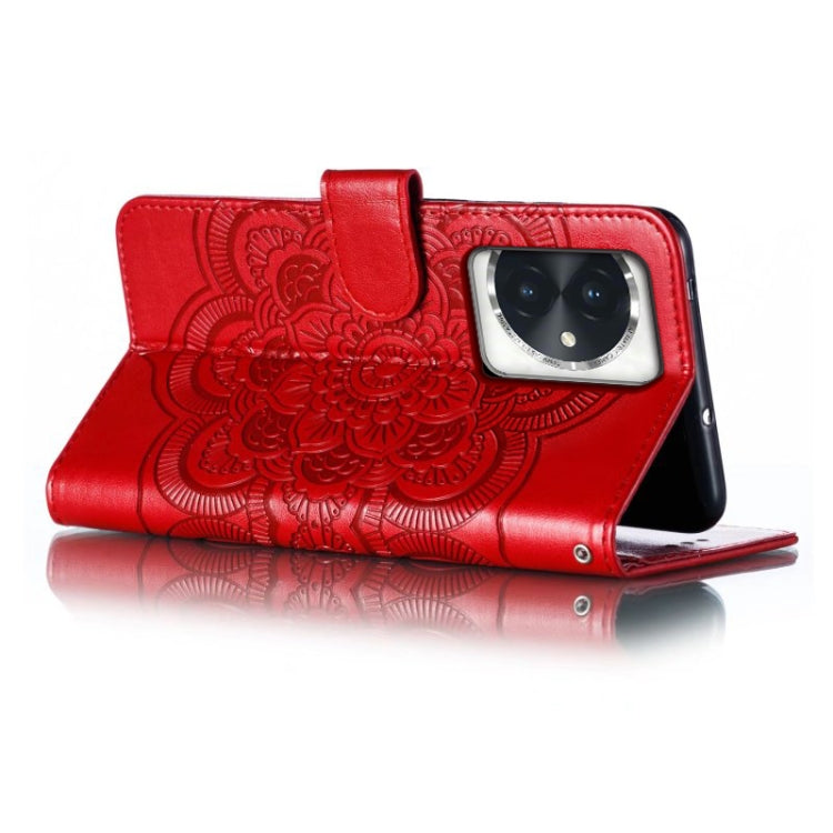 For Honor 100 Sun Mandala Embossing Pattern Phone Leather Case