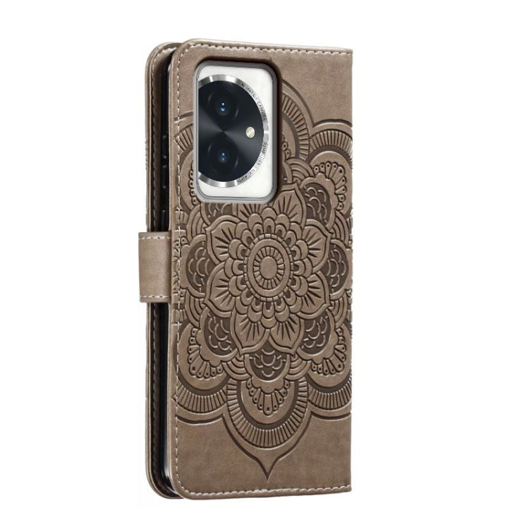 For Honor 100 Sun Mandala Embossing Pattern Phone Leather Case