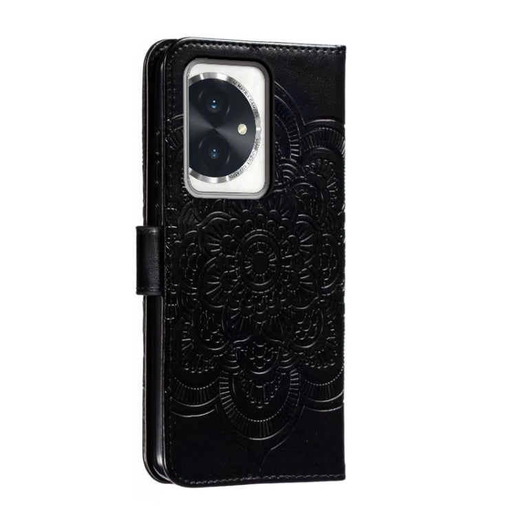 For Honor 100 Sun Mandala Embossing Pattern Phone Leather Case