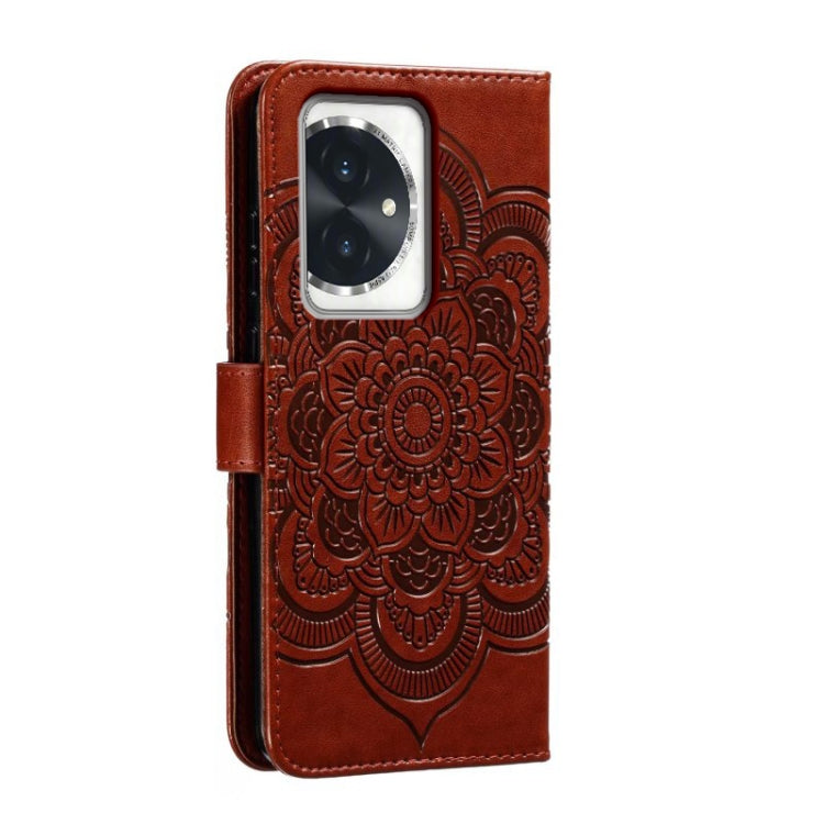 For Honor 100 Sun Mandala Embossing Pattern Phone Leather Case