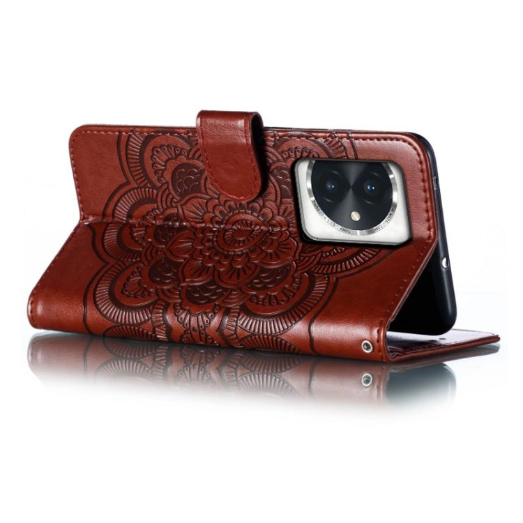 For Honor 100 Sun Mandala Embossing Pattern Phone Leather Case
