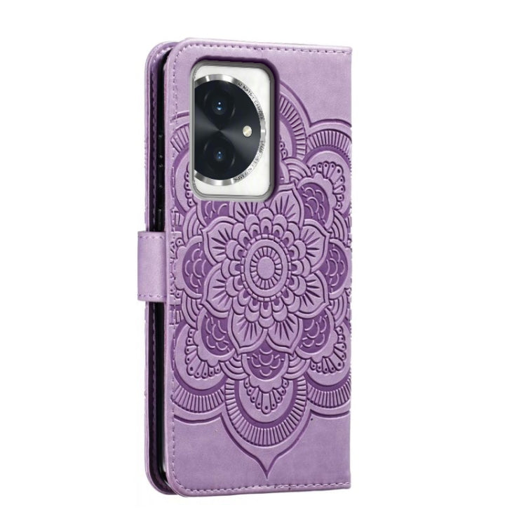 For Honor 100 Sun Mandala Embossing Pattern Phone Leather Case