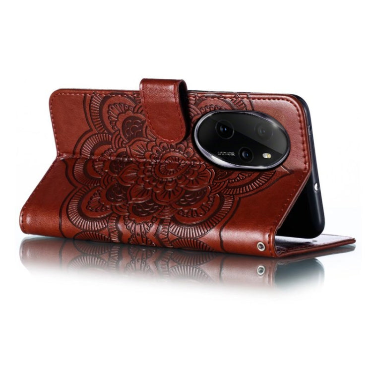For Honor 100 Pro Sun Mandala Embossing Pattern Phone Leather Case