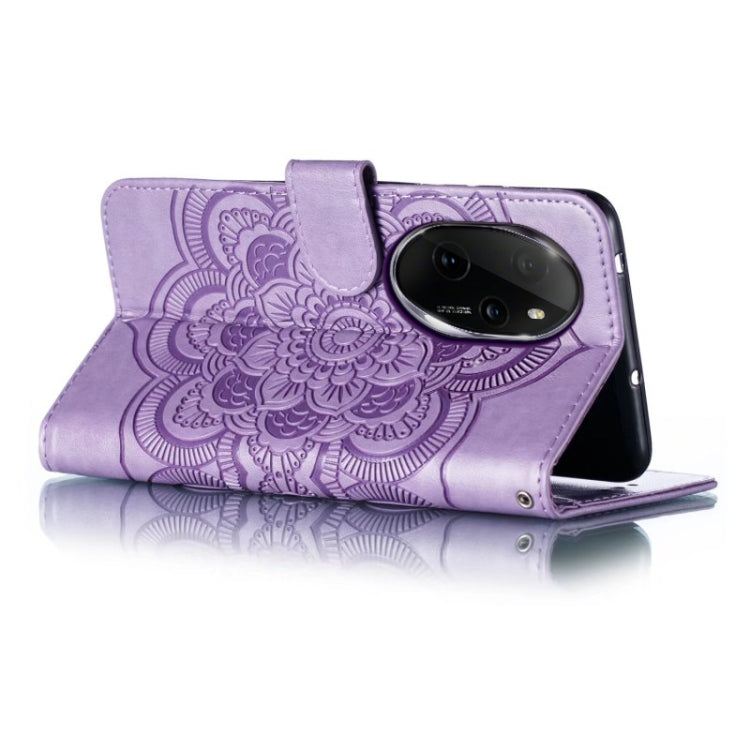 For Honor 100 Pro Sun Mandala Embossing Pattern Phone Leather Case