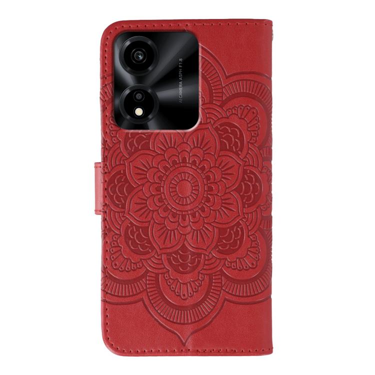 For Honor X5c Plus Sun Mandala Embossing Pattern Phone Leather Case
