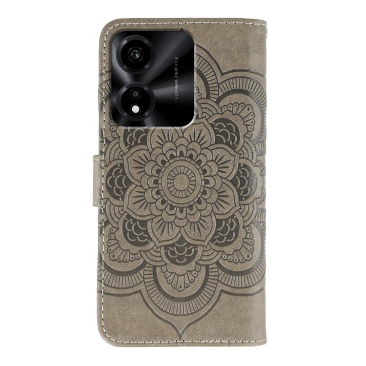 For Honor X5c Plus Sun Mandala Embossing Pattern Phone Leather Case