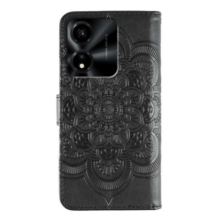 For Honor X5c Plus Sun Mandala Embossing Pattern Phone Leather Case
