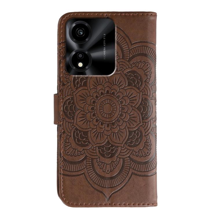 For Honor X5c Plus Sun Mandala Embossing Pattern Phone Leather Case