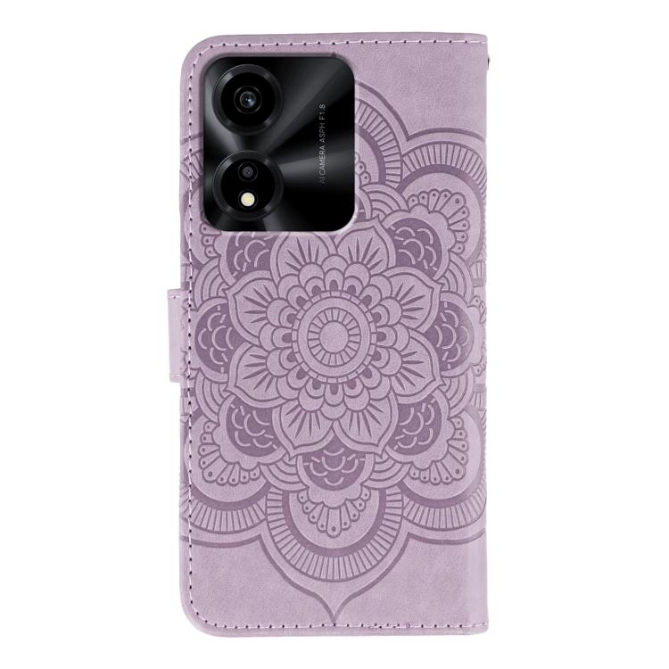 For Honor X5c Plus Sun Mandala Embossing Pattern Phone Leather Case