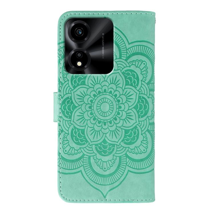 For Honor X5c Plus Sun Mandala Embossing Pattern Phone Leather Case
