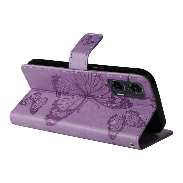 For Motorola Moto G35 3D Butterfly Embossed Pattern Flip Leather Phone Case