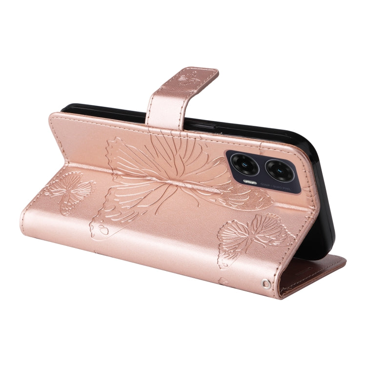 For Motorola Moto G35 3D Butterfly Embossed Pattern Flip Leather Phone Case