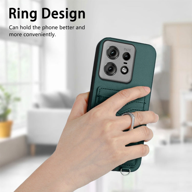For Motorola Edge 50 Pro EU Edition R20 Crossbody Rope Ring Card Holder Phone Case