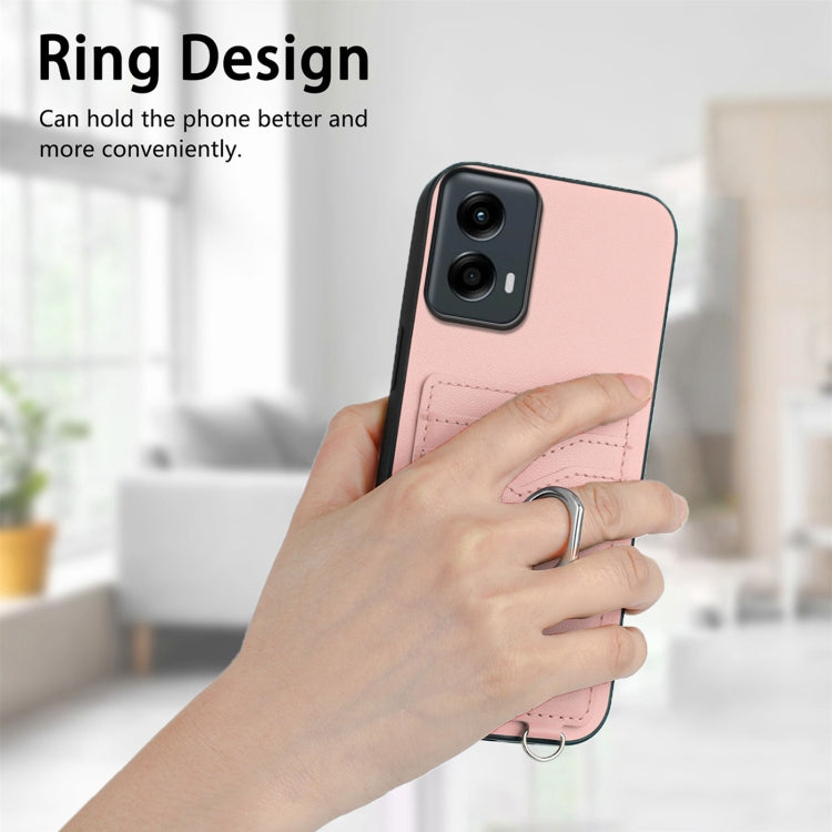 For Motorola Moto G 5G 2024 R20 Crossbody Rope Ring Card Holder Phone Case
