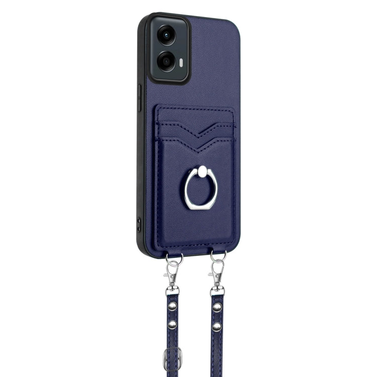 For Motorola Moto G 5G 2024 R20 Crossbody Rope Ring Card Holder Phone Case