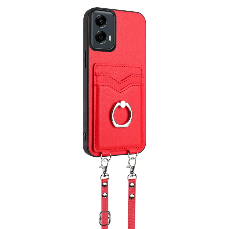 For Motorola Moto G Play 2024 5G R20 Crossbody Rope Ring Card Holder Phone Case