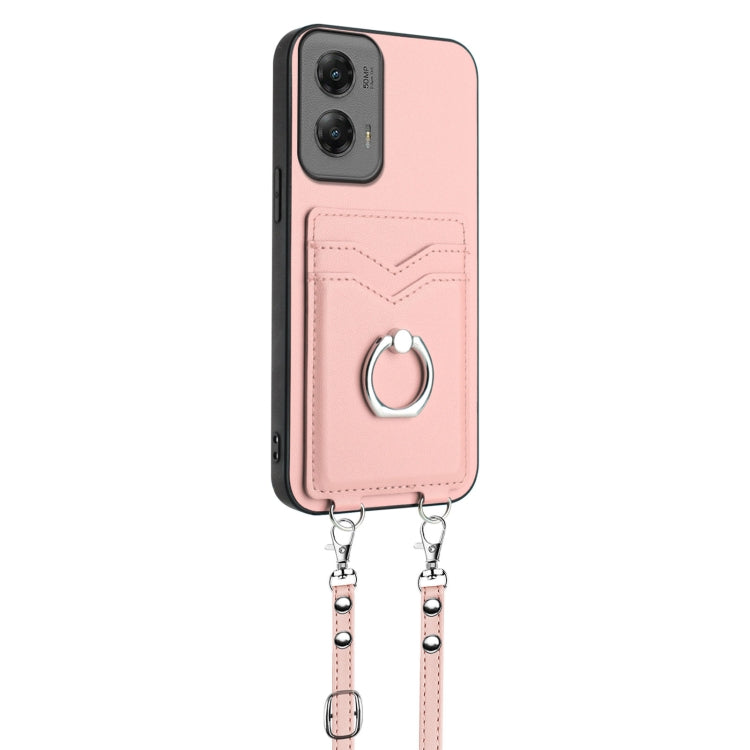 For Motorola Moto G Stylus 5G 2024 R20 Crossbody Rope Ring Card Holder Phone Case