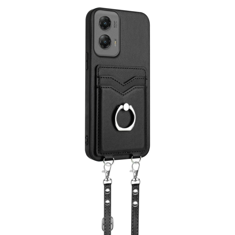 For Motorola Moto G Stylus 5G 2024 R20 Crossbody Rope Ring Card Holder Phone Case