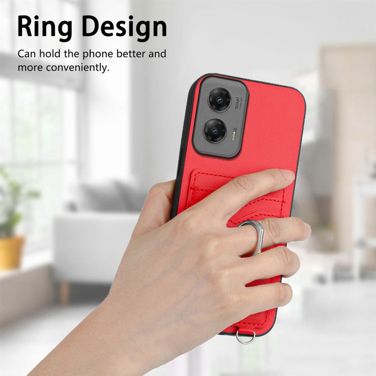 For Motorola Moto G Stylus 5G 2024 R20 Crossbody Rope Ring Card Holder Phone Case