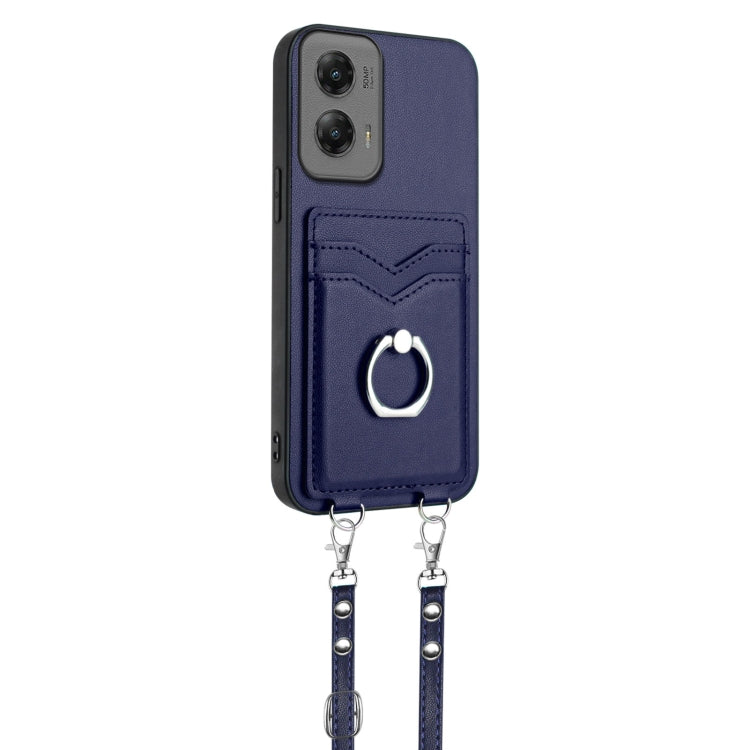 For Motorola Moto G Stylus 5G 2024 R20 Crossbody Rope Ring Card Holder Phone Case