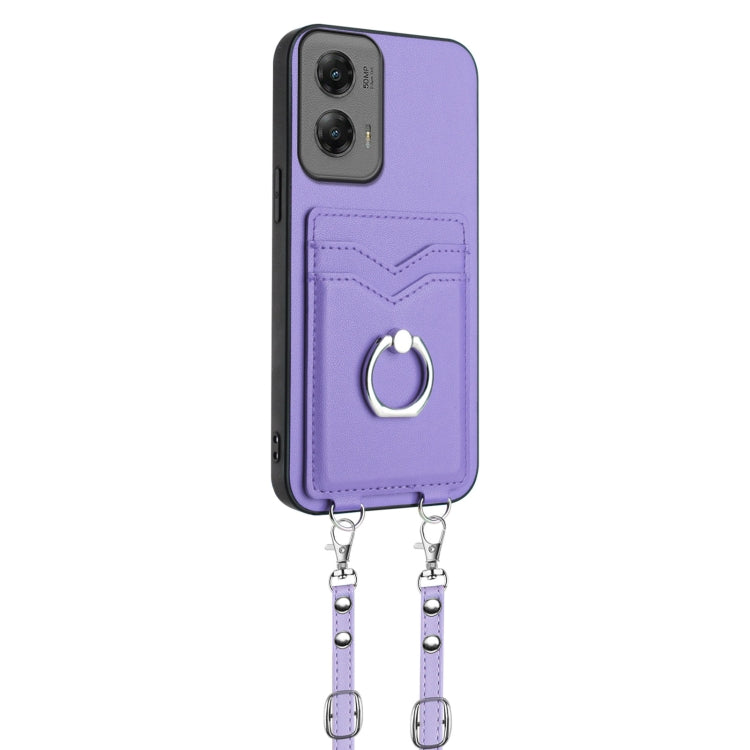 For Motorola Moto G Stylus 5G 2024 R20 Crossbody Rope Ring Card Holder Phone Case