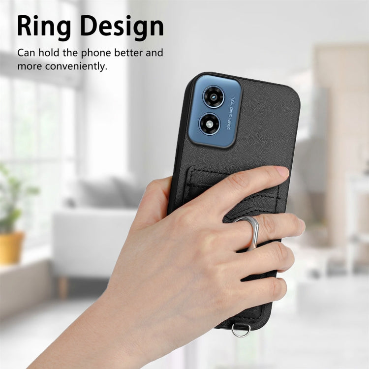 For Motorola Moto G Play 2024 4G R20 Crossbody Rope Ring Card Holder Phone Case