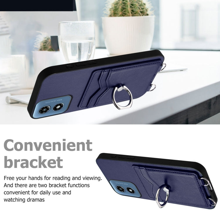 For Motorola Moto G Play 2024 4G R20 Crossbody Rope Ring Card Holder Phone Case
