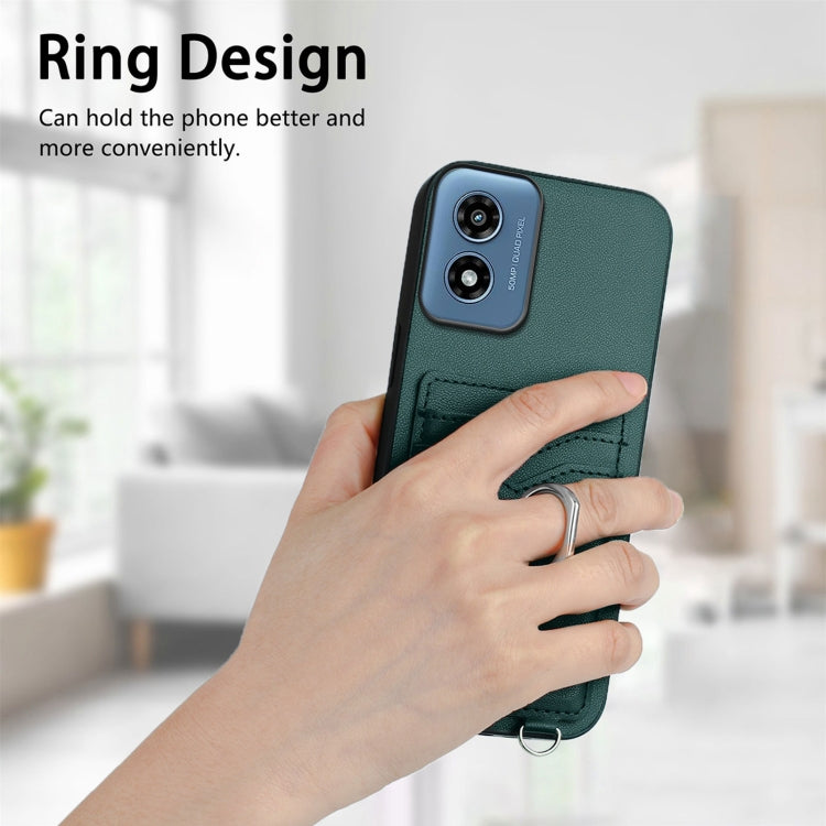 For Motorola Moto G Play 2024 4G R20 Crossbody Rope Ring Card Holder Phone Case