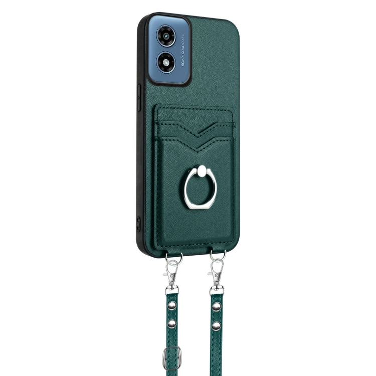 For Motorola Moto G Play 2024 4G R20 Crossbody Rope Ring Card Holder Phone Case