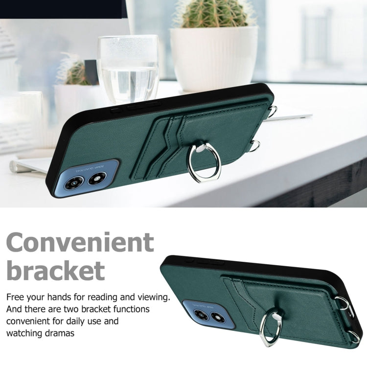 For Motorola Moto G Play 2024 4G R20 Crossbody Rope Ring Card Holder Phone Case