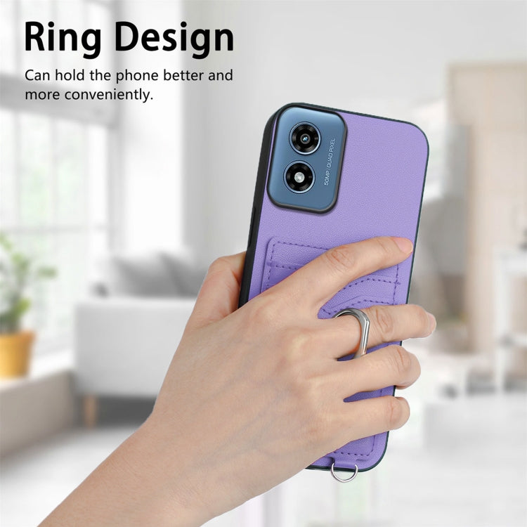 For Motorola Moto G Play 2024 4G R20 Crossbody Rope Ring Card Holder Phone Case