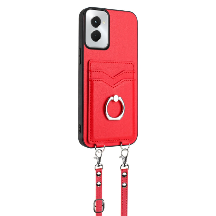 For Motorola Moto G Power 5G 2024 R20 Crossbody Rope Ring Card Holder Phone Case