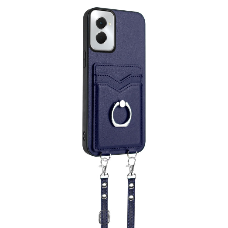 For Motorola Moto G Power 5G 2024 R20 Crossbody Rope Ring Card Holder Phone Case