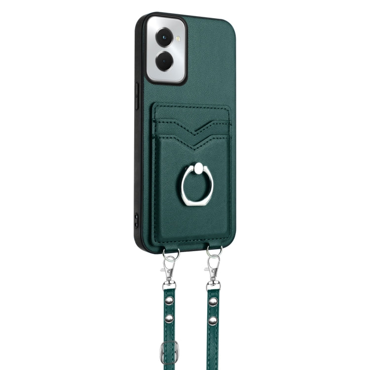 For Motorola Moto G Power 5G 2024 R20 Crossbody Rope Ring Card Holder Phone Case