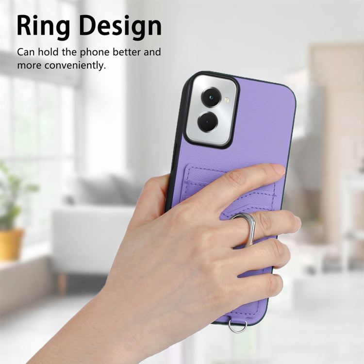 For Motorola Moto G Power 5G 2024 R20 Crossbody Rope Ring Card Holder Phone Case