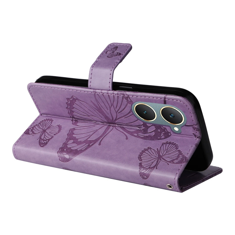 For vivo Y03 3D Butterfly Embossed Pattern Flip Leather Phone Case