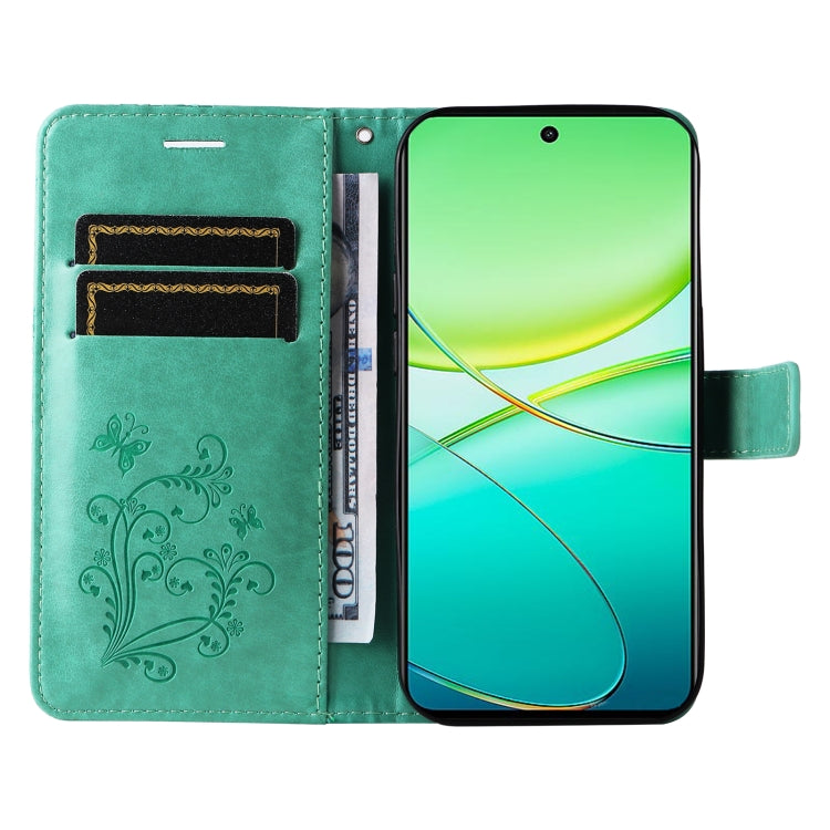 For vivo Y38 / Y200i / T3x Global 3D Butterfly Embossed Pattern Flip Leather Phone Case