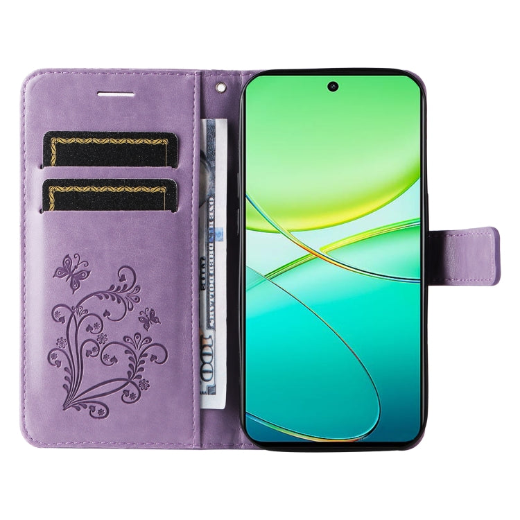 For vivo Y38 / Y200i / T3x Global 3D Butterfly Embossed Pattern Flip Leather Phone Case