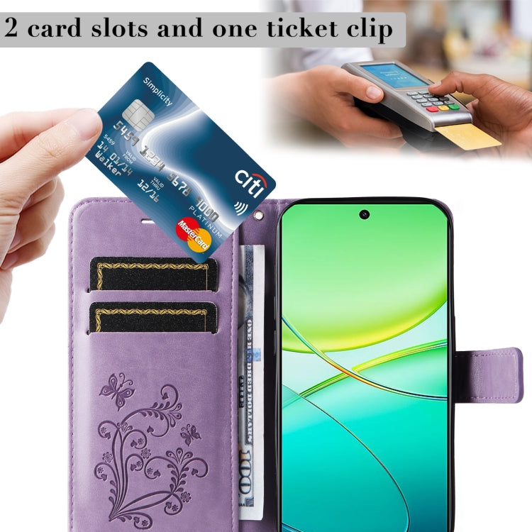 For vivo Y38 / Y200i / T3x Global 3D Butterfly Embossed Pattern Flip Leather Phone Case