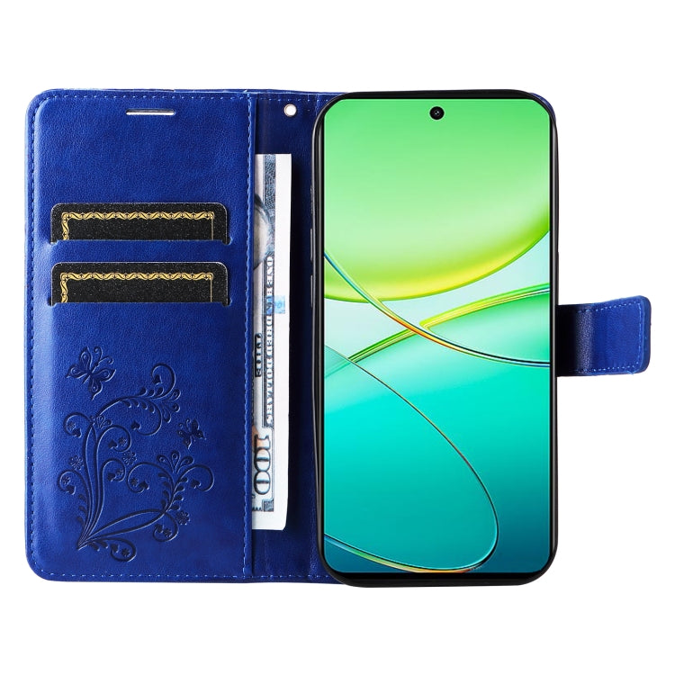 For vivo Y38 / Y200i / T3x Global 3D Butterfly Embossed Pattern Flip Leather Phone Case