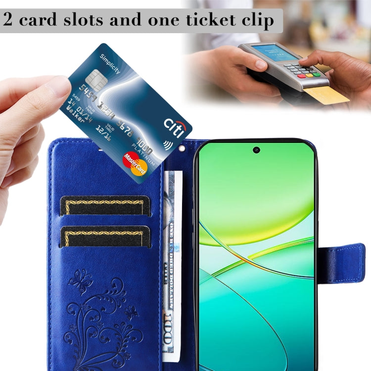 For vivo Y38 / Y200i / T3x Global 3D Butterfly Embossed Pattern Flip Leather Phone Case